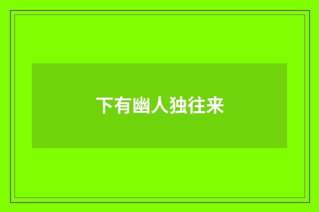 下有幽人独往来