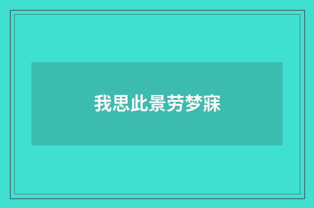 我思此景劳梦寐