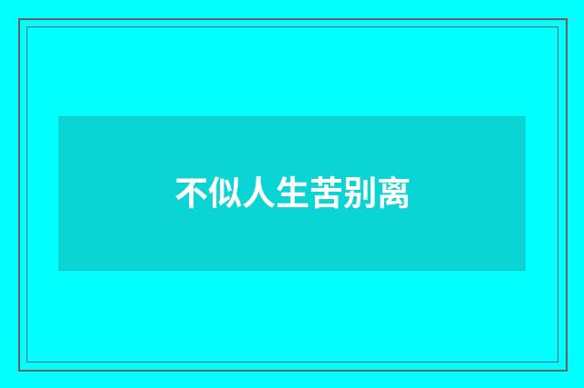 不似人生苦别离