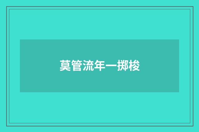 莫管流年一掷梭