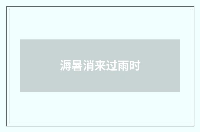 溽暑消来过雨时