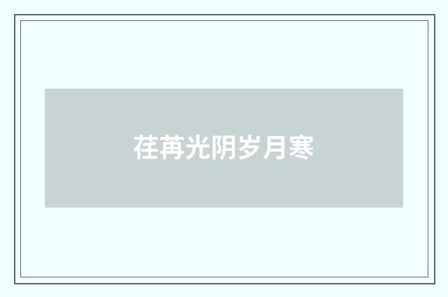 荏苒光阴岁月寒