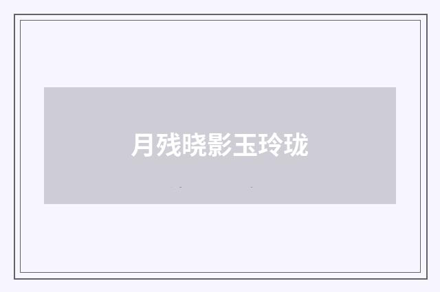 月残晓影玉玲珑