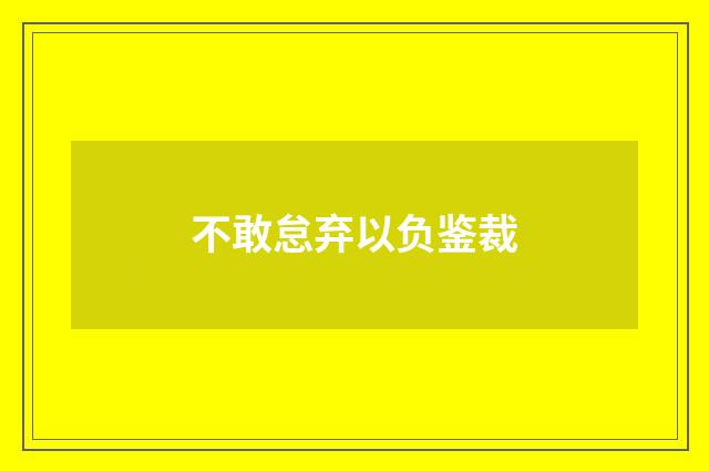不敢怠弃以负鉴裁