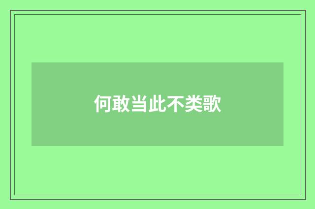 何敢当此不类歌
