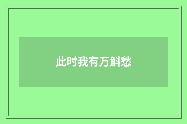 此时我有万斛愁