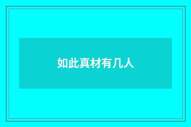 如此真材有几人