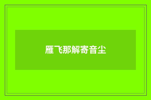 雁飞那解寄音尘