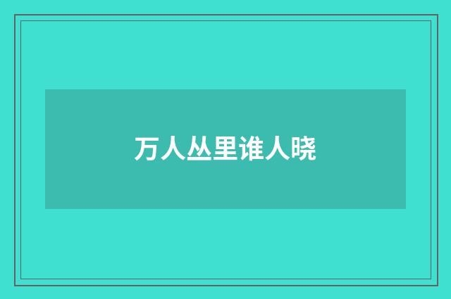 万人丛里谁人晓