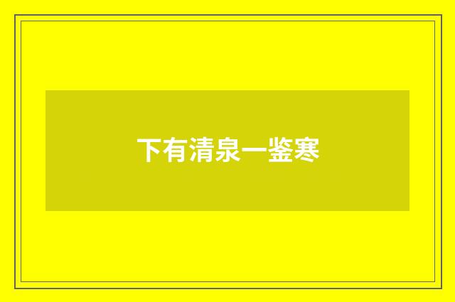 下有清泉一鉴寒