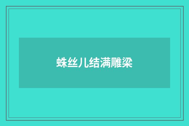 蛛丝儿结满雕梁