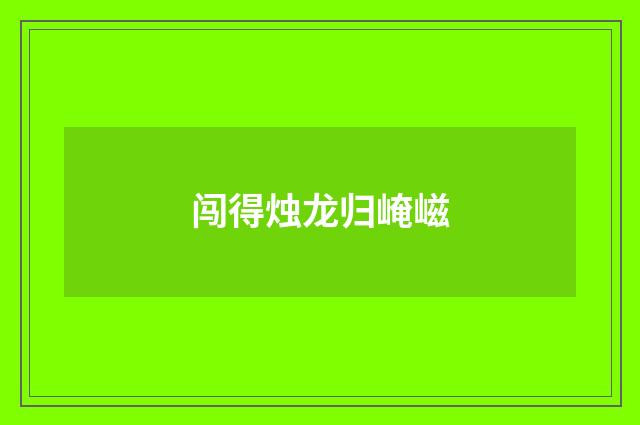 闯得烛龙归崦嵫
