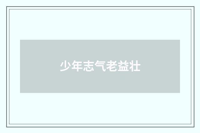 少年志气老益壮