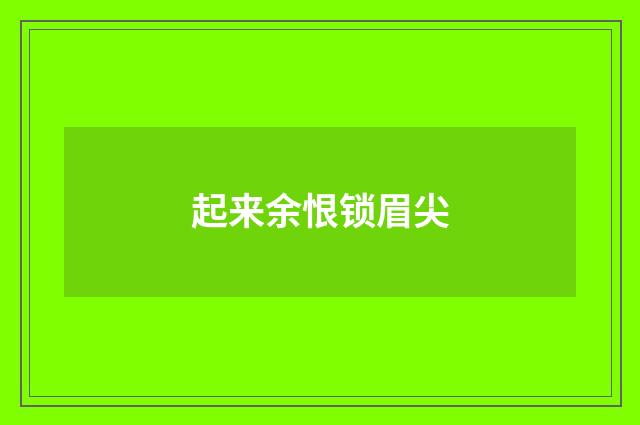 起来余恨锁眉尖
