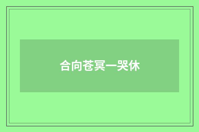 合向苍冥一哭休