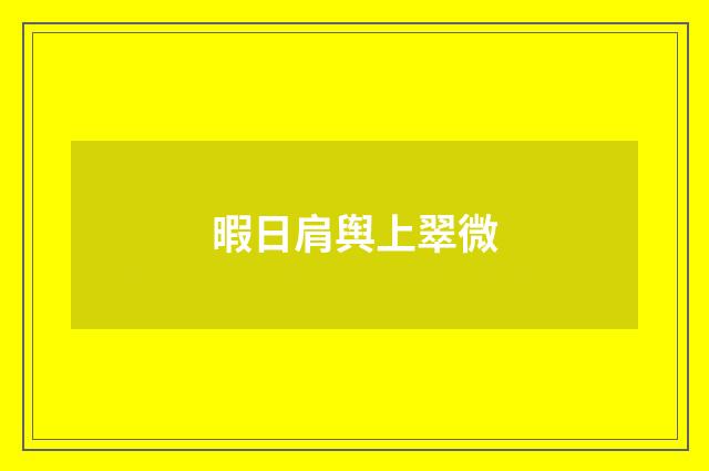 暇日肩舆上翠微