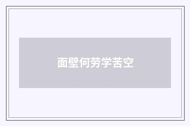 面壁何劳学苦空