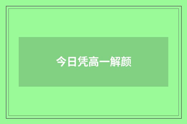 今日凭高一解颜