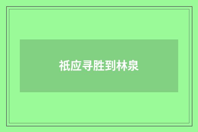 祇应寻胜到林泉