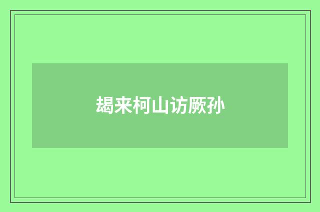 朅来柯山访厥孙