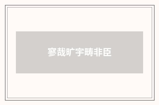 寥哉旷宇畴非臣