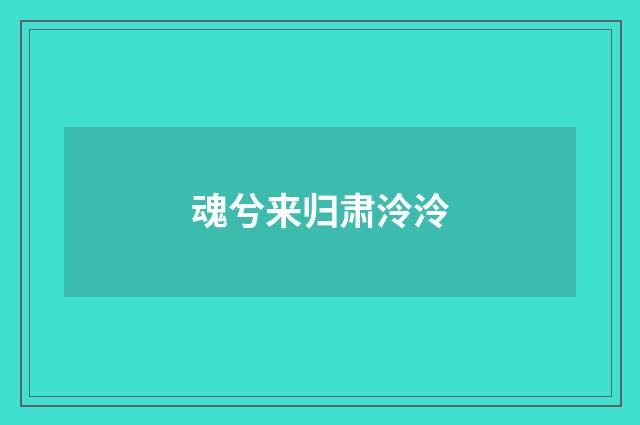 魂兮来归肃泠泠