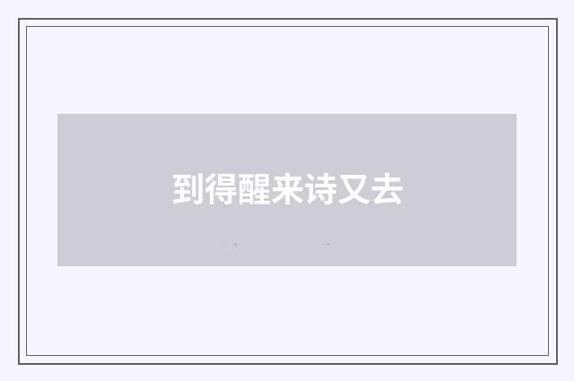 到得醒来诗又去