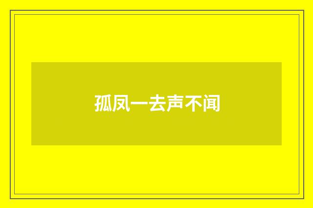 孤凤一去声不闻