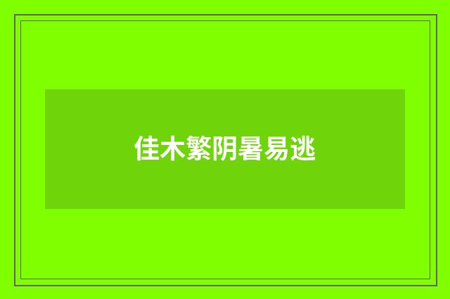 佳木繁阴暑易逃