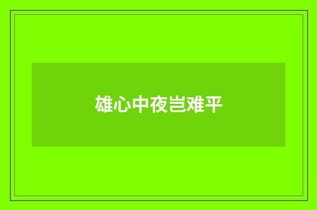 雄心中夜岂难平