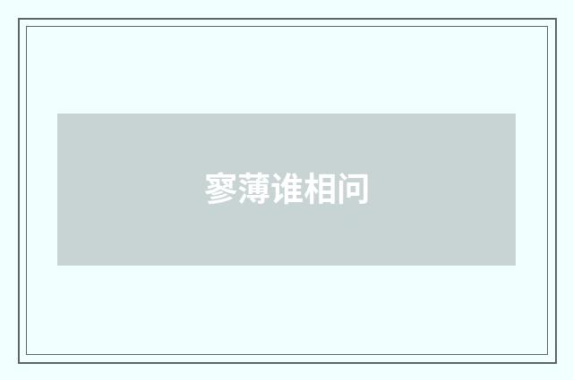 寥薄谁相问