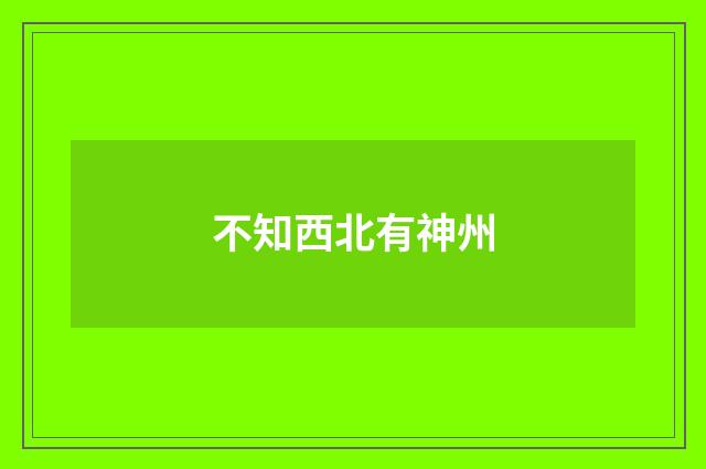 不知西北有神州