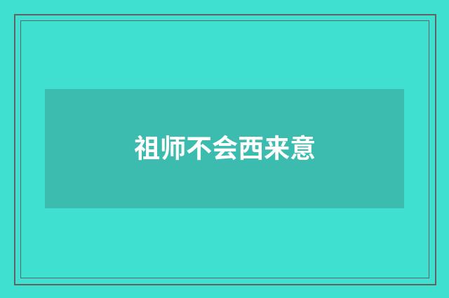 祖师不会西来意