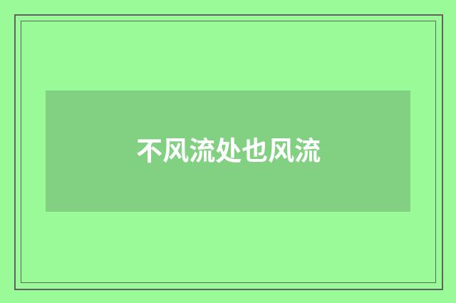 不风流处也风流