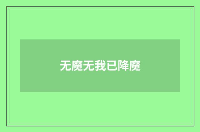 无魔无我已降魔