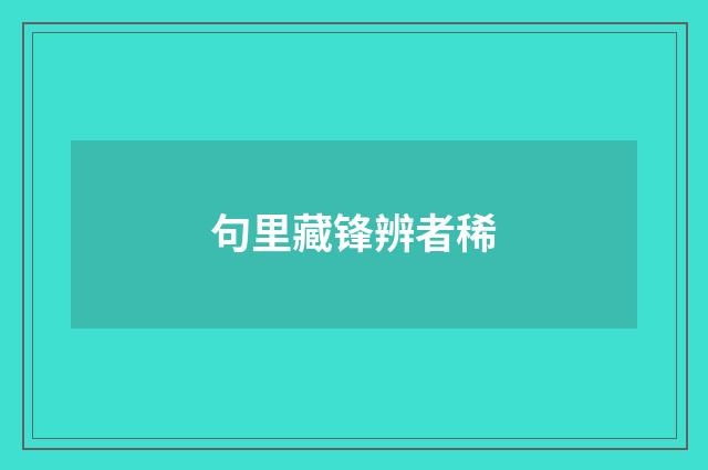 句里藏锋辨者稀
