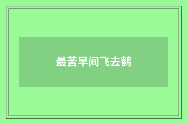 最苦早间飞去鹤