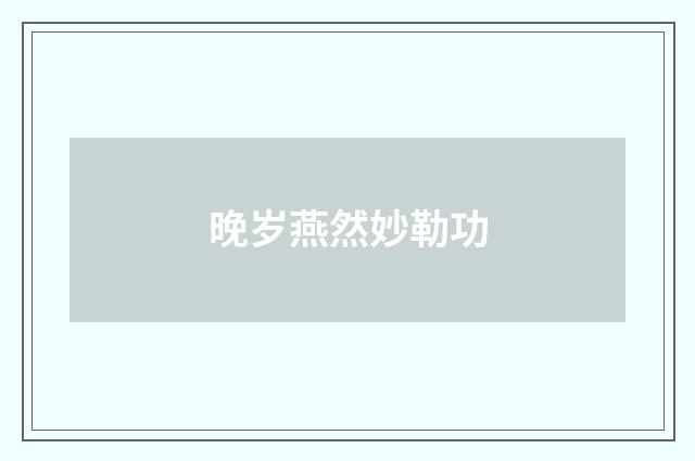 晚岁燕然妙勒功