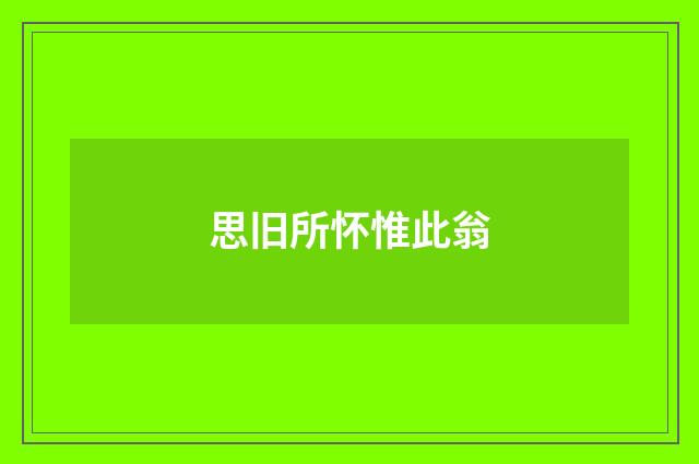 思旧所怀惟此翁