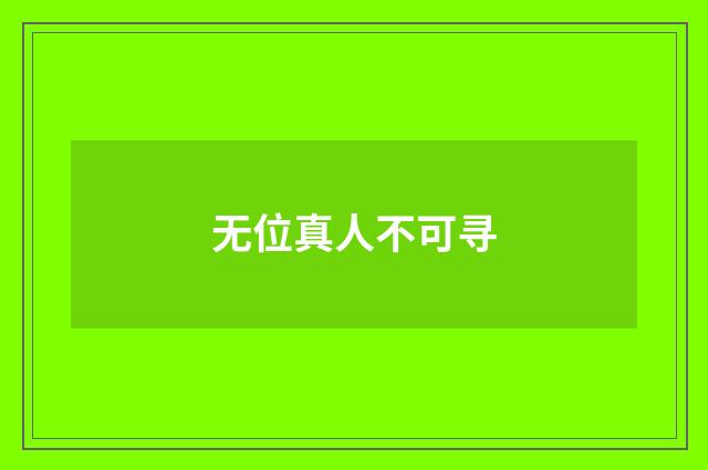 无位真人不可寻