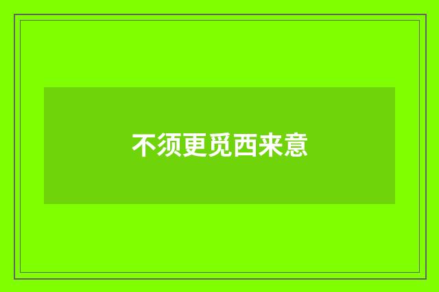 不须更觅西来意