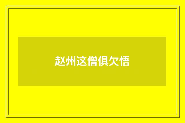 赵州这僧俱欠悟