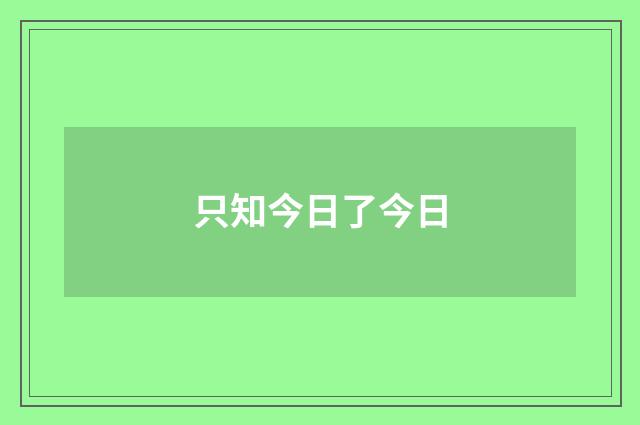 只知今日了今日