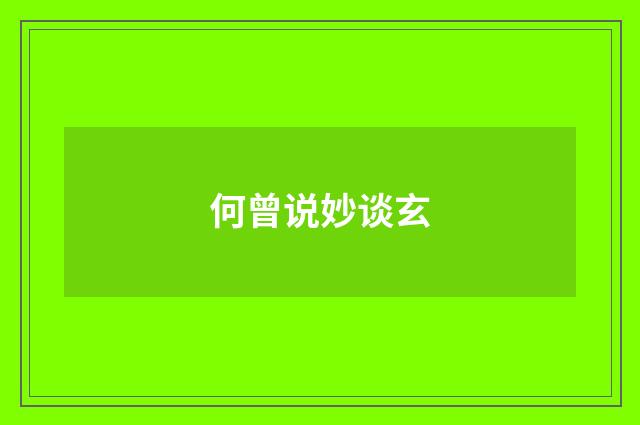 何曾说妙谈玄