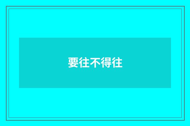 要往不得往