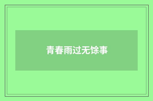 青春雨过无馀事