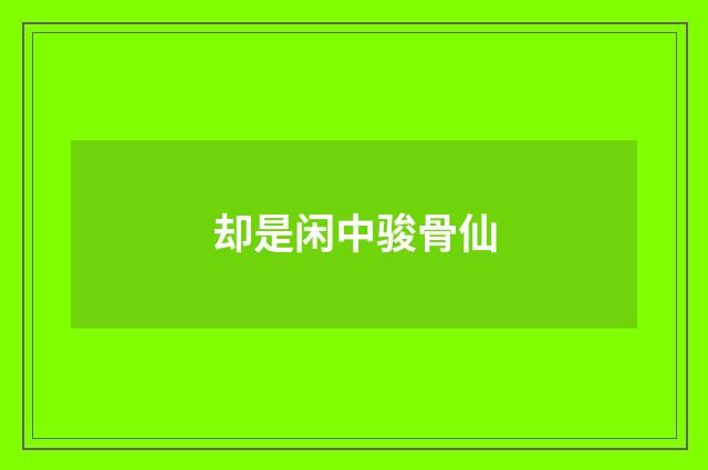 却是闲中骏骨仙