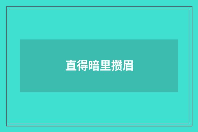 直得暗里攒眉