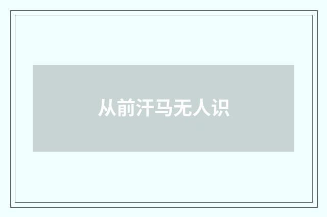 从前汗马无人识