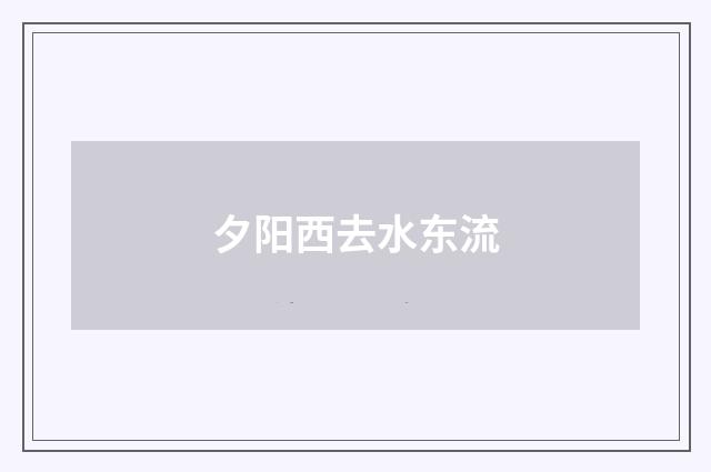夕阳西去水东流